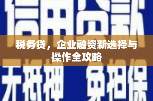 巍山税务贷，企业融资新选择与操作全攻略