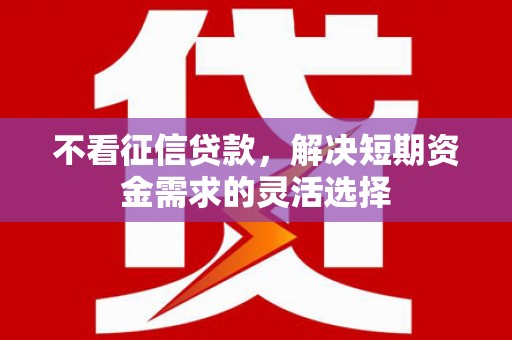 巍山不看征信贷款，解决短期资金需求的灵活选择
