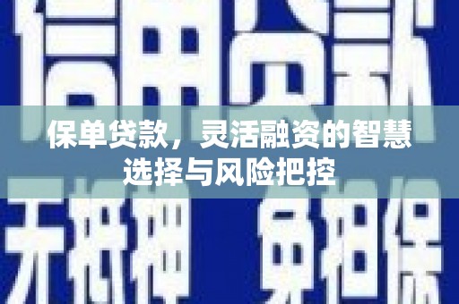 巍山保单贷款，灵活融资的智慧选择与风险把控