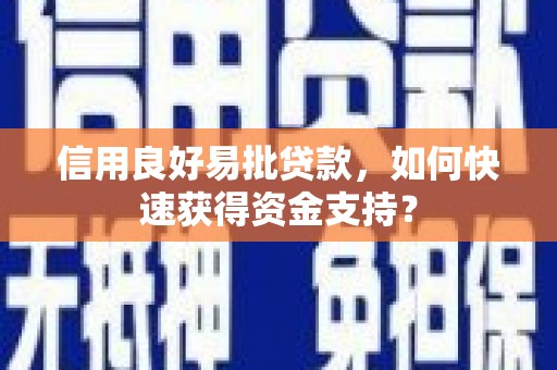 巍山信用良好易批贷款，如何快速获得资金支持？