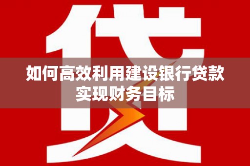 巍山如何高效利用建设银行贷款实现财务目标