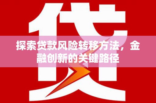 巍山探索贷款风险转移方法，金融创新的关键路径