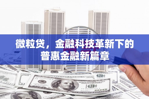 巍山微粒贷，金融科技革新下的普惠金融新篇章