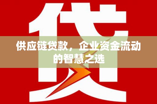 巍山供应链贷款，企业资金流动的智慧之选