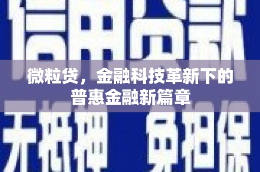 巍山微粒贷，金融科技革新下的普惠金融新篇章