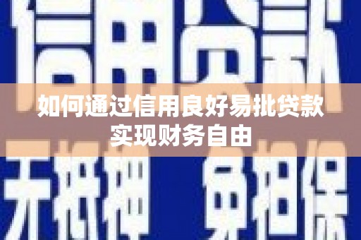 巍山如何通过信用良好易批贷款实现财务自由