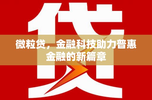 巍山微粒贷，金融科技助力普惠金融的新篇章