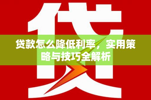 巍山贷款怎么降低利率，实用策略与技巧全解析