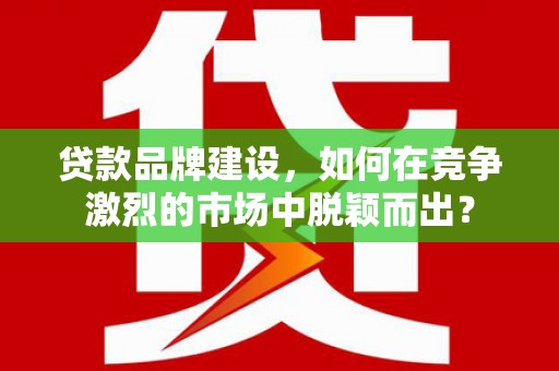巍山贷款品牌建设，如何在竞争激烈的市场中脱颖而出？